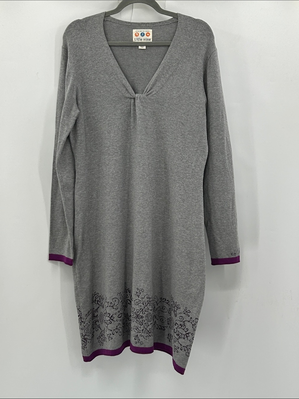 Title Nine Mobetta 60 Sweater Dress Women Floral Twist Travel Knit Large